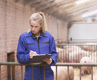 Consultant takes notes during the mineral feed consultation (© Deutsche Tiernahrung Cremer).